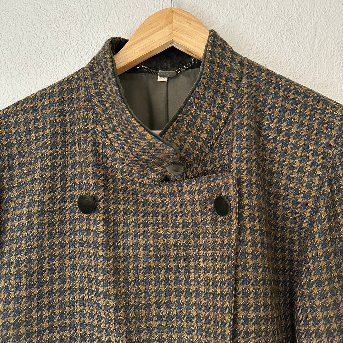 Vintage Brown Houndstooth Wool Jacket - size 40
