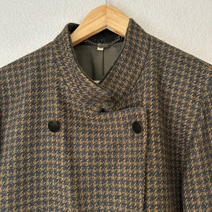 Vintage Brown Houndstooth Wool Jacket - size 40