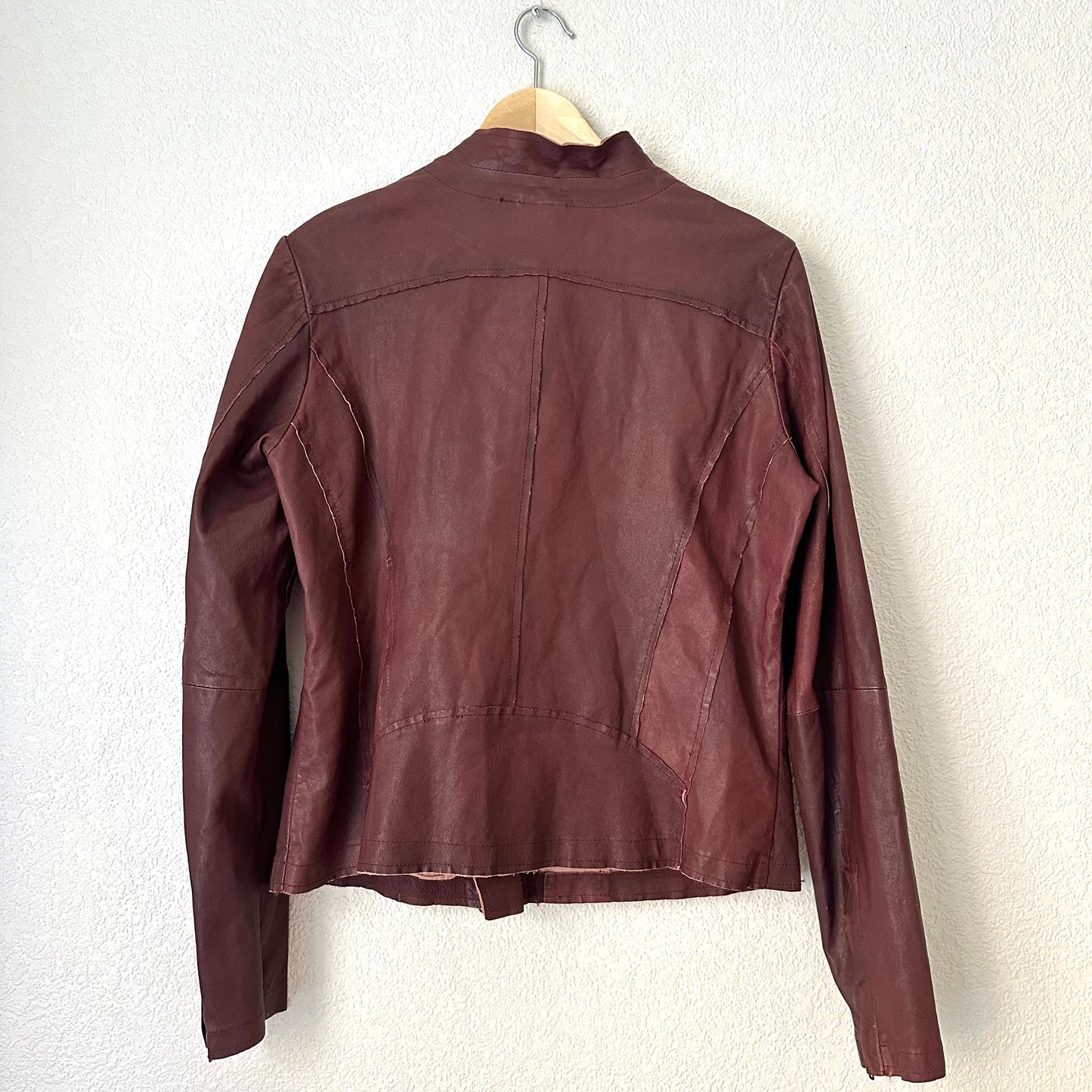Burgundy Leather Jacket - size S-M