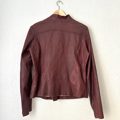 Burgundy Leather Jacket - size S-M