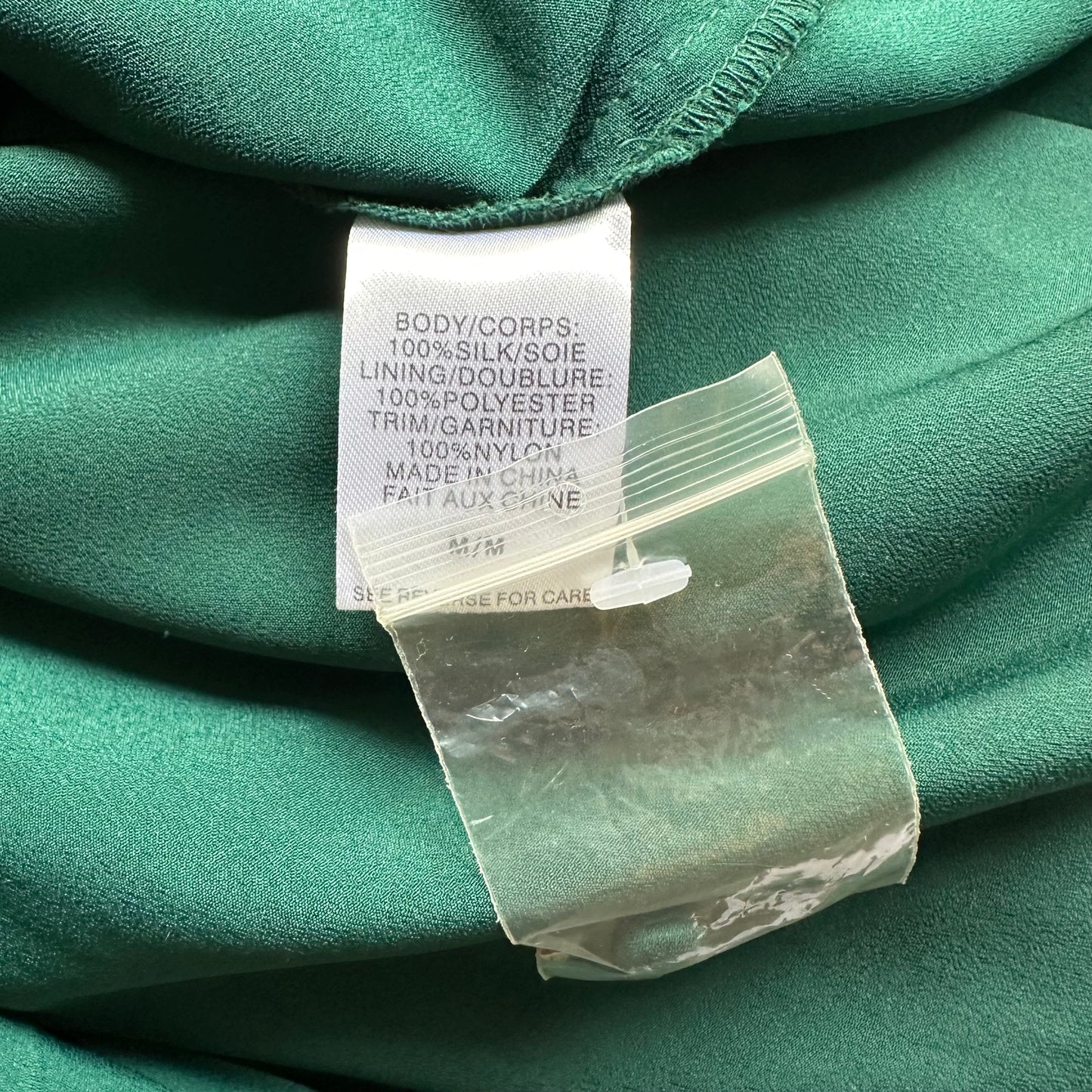 Green Silk Long sleeve Top - size M