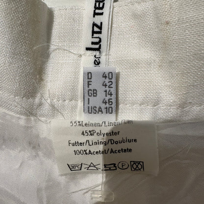 Vintage White Linen Blend Bermuda Shorts - Size S-M