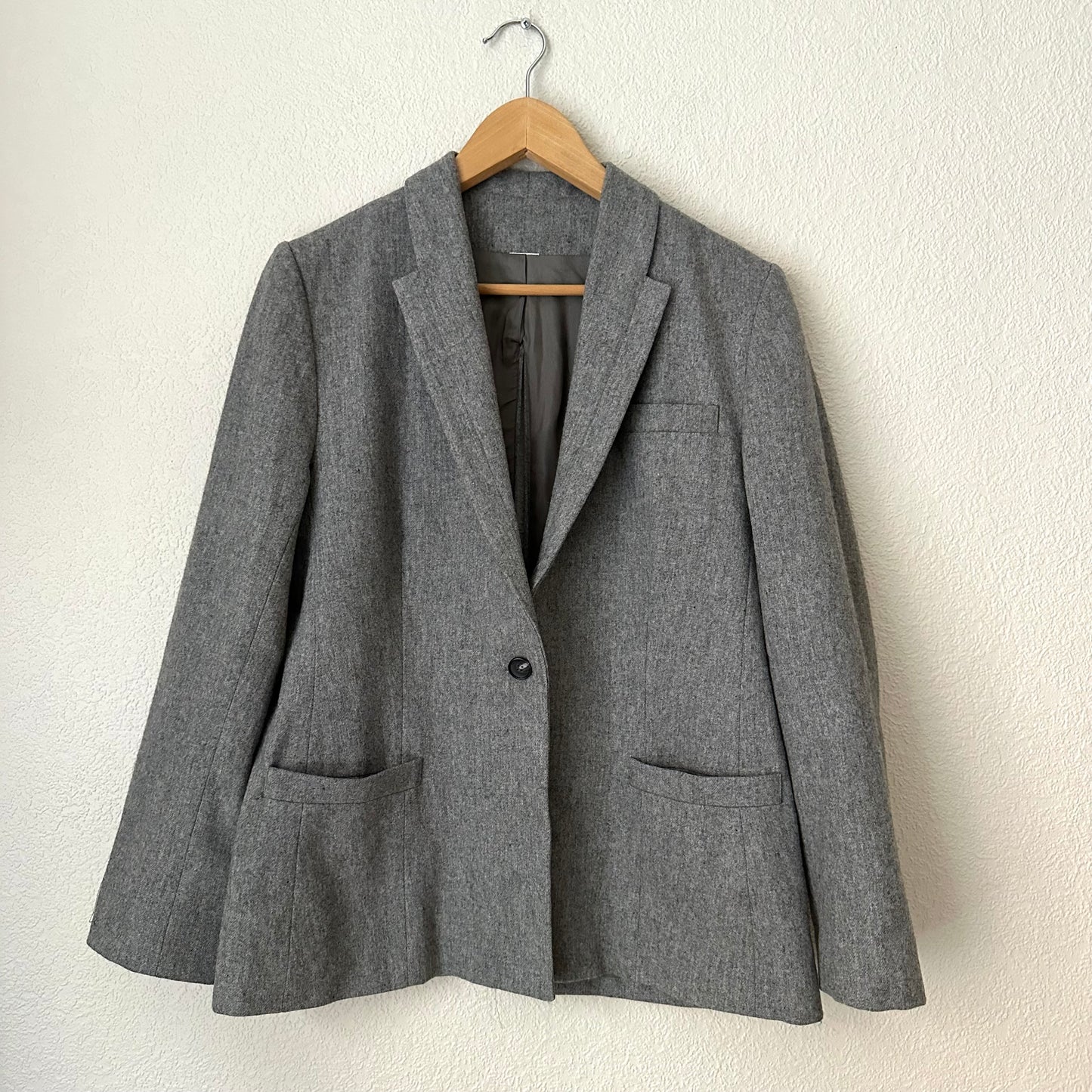 Upcycled Bow Blazer Gray/Burgundy, Wool - size S- M