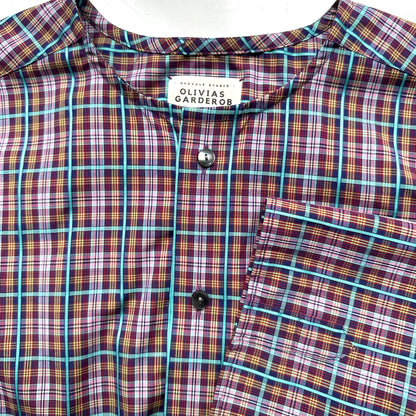 Purple Plaid Shirt - open back with bow- Upcycled Shirt 47 - S-M