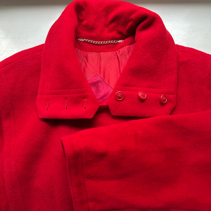 Vintage Red Wool Cashmere Coat - size L-XL
