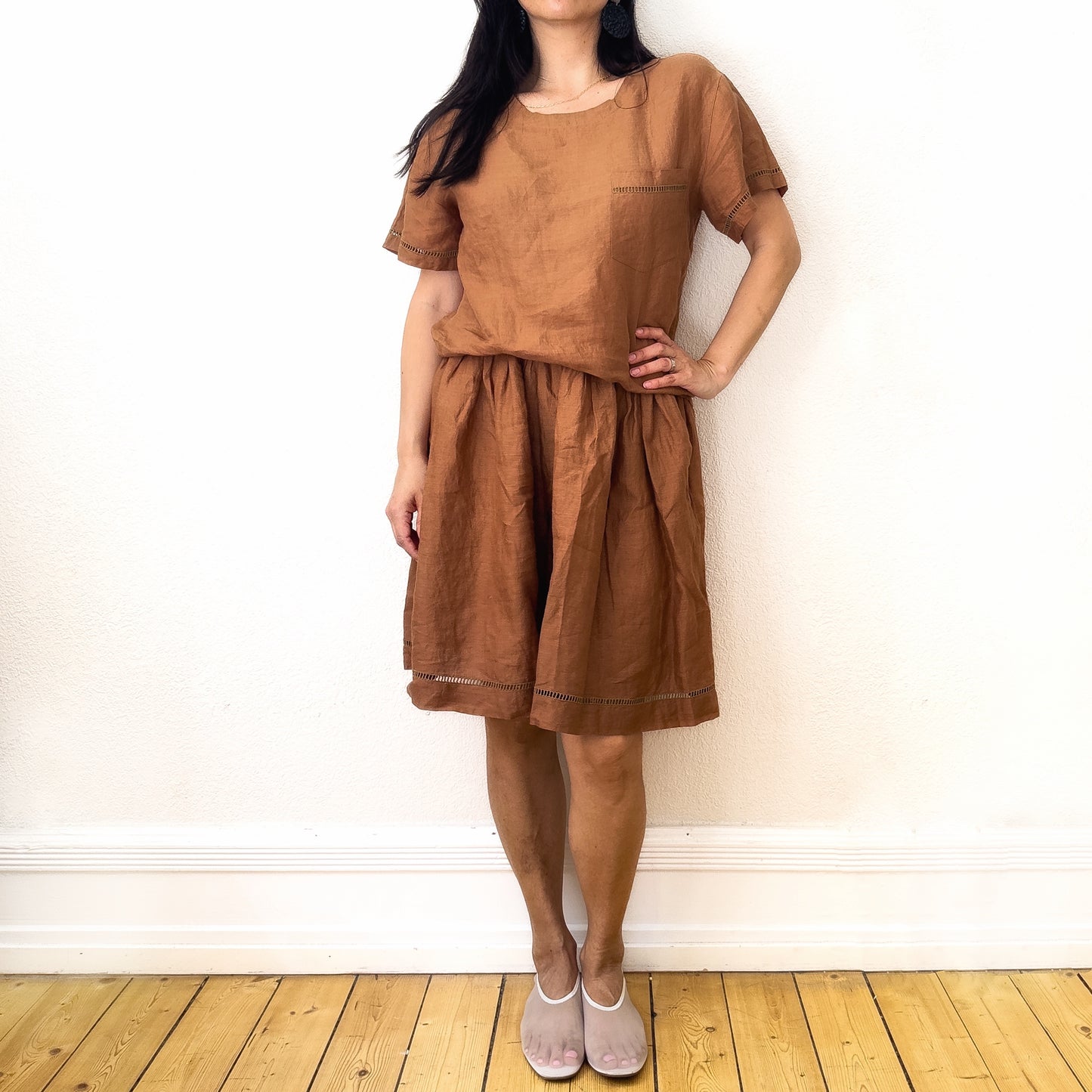 Vintage Linen Set - Top and skort - size M