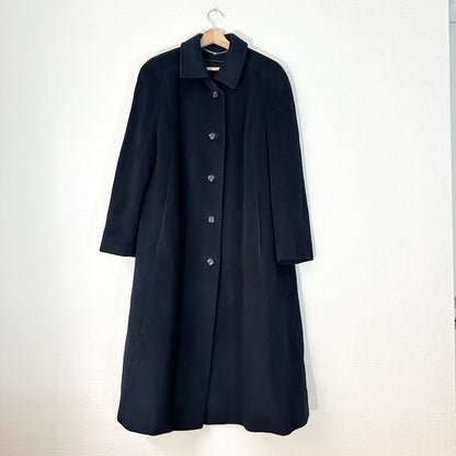 Vintage Camel Hair Wool Coat - Dark Blue - size L