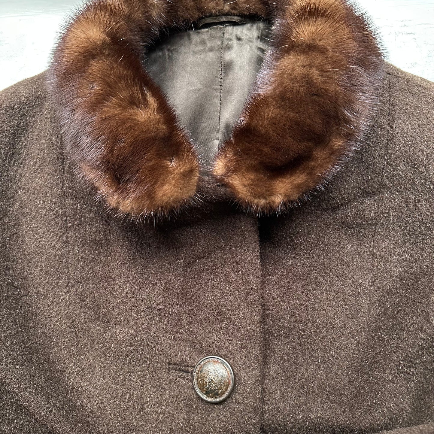 Vintage Brown Mohair Alpaca Coat - size L