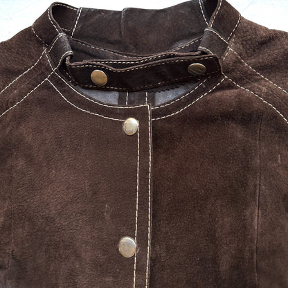 Vintage Brown Leather Overshirt - size 38