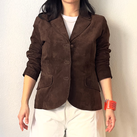 Vintage Brown Suede Blazer, Size M