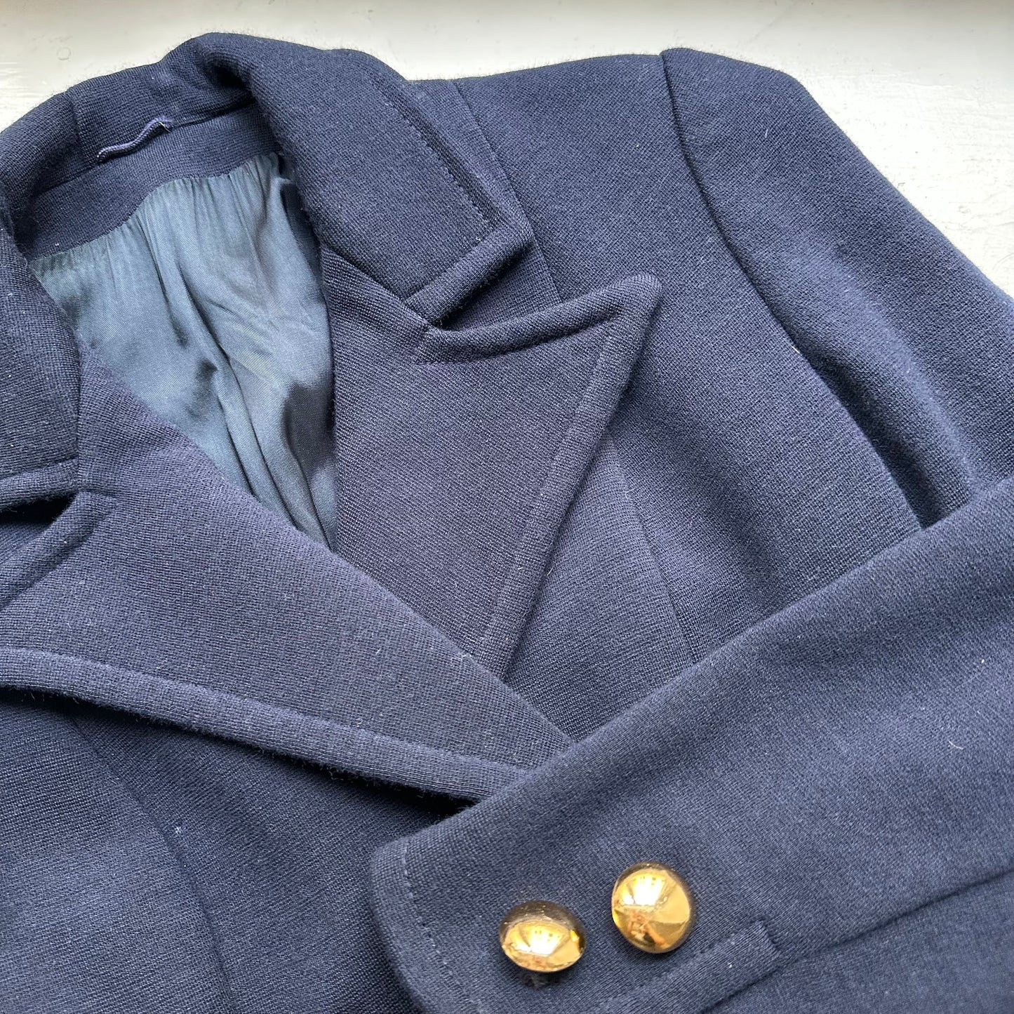 Vintage Navy Blue Wool Coat - size XS