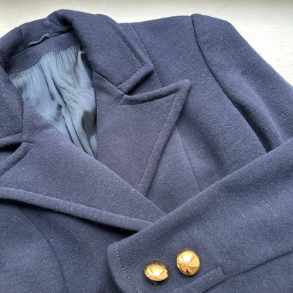 Vintage Navy Blue Wool Coat - size XS