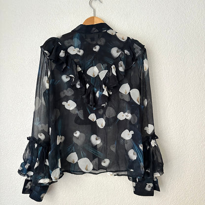 Ruffle Silk Blouse - size S