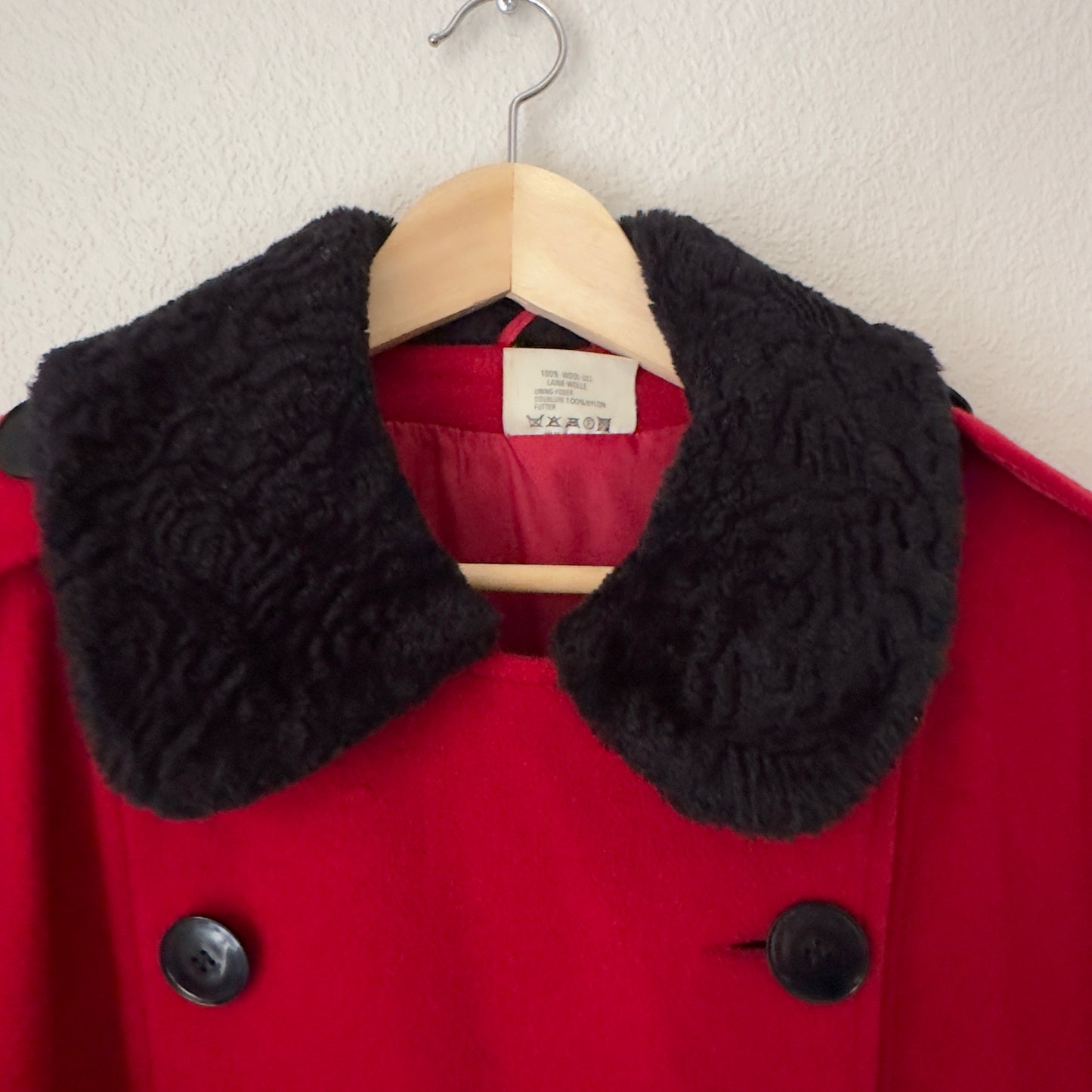 Vintage Double-breasted Red Wool Coat
