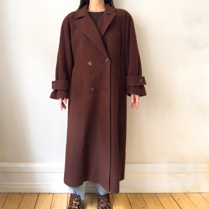 Vintage Double Breasted Brown Wool Coat, size EU40