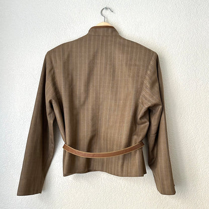 Vintage Brown Plaid Jacket - pure wool - size 38