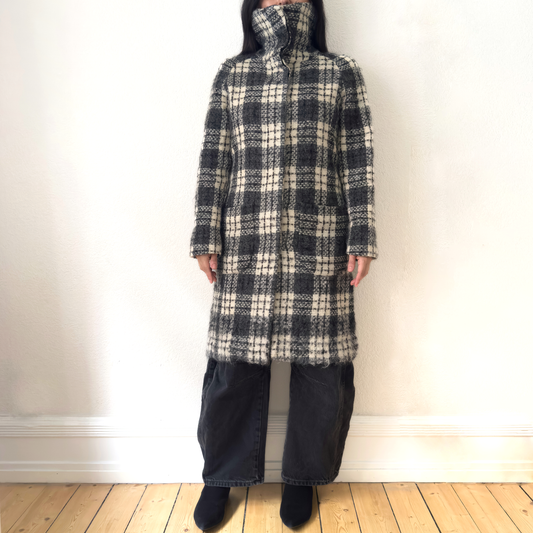 Funnel Neck Mohair Coat - size S
