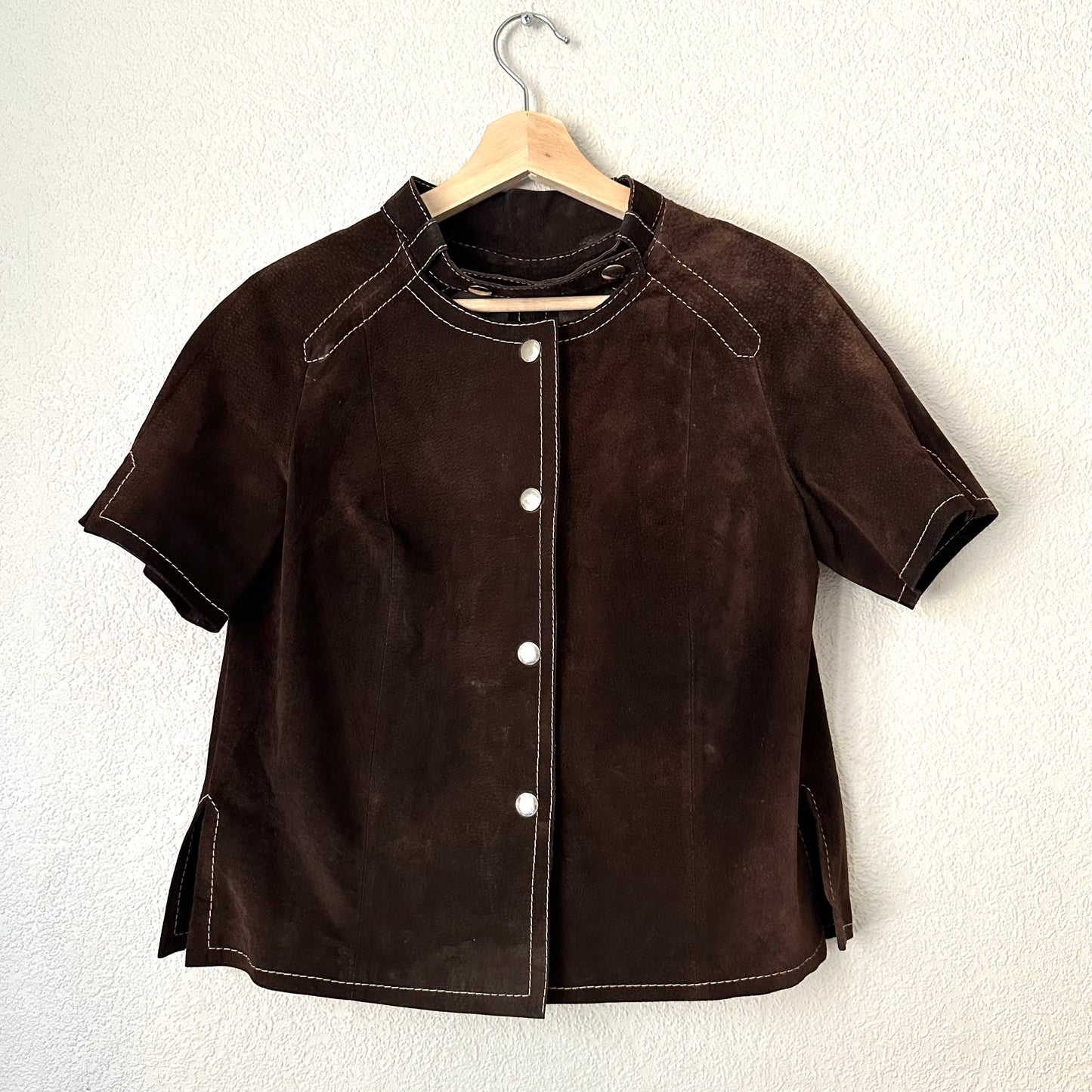 Vintage Brown Leather Overshirt - size 38