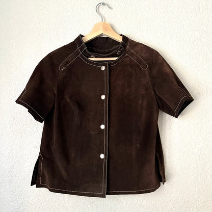 Vintage Brown Leather Overshirt - size 38