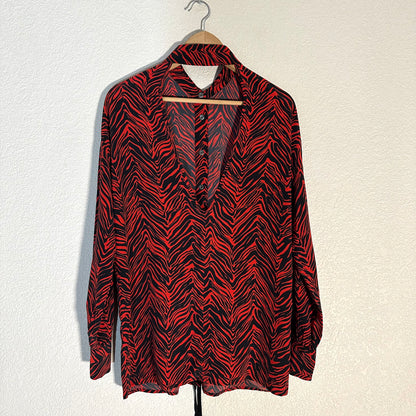 Red Zebra Silk Shirt - Jacob Lee, size XS-S