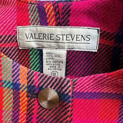 Vintage Pink Plaid Wool Jacket - size US12