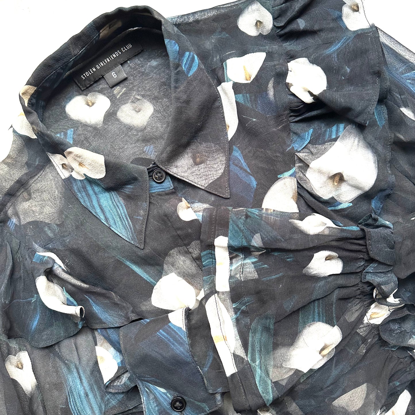 Ruffle Silk Blouse - size S