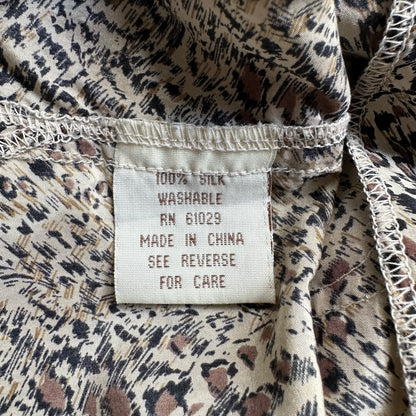 Vintage Leopard Print Short Sleeve Silk Shirt