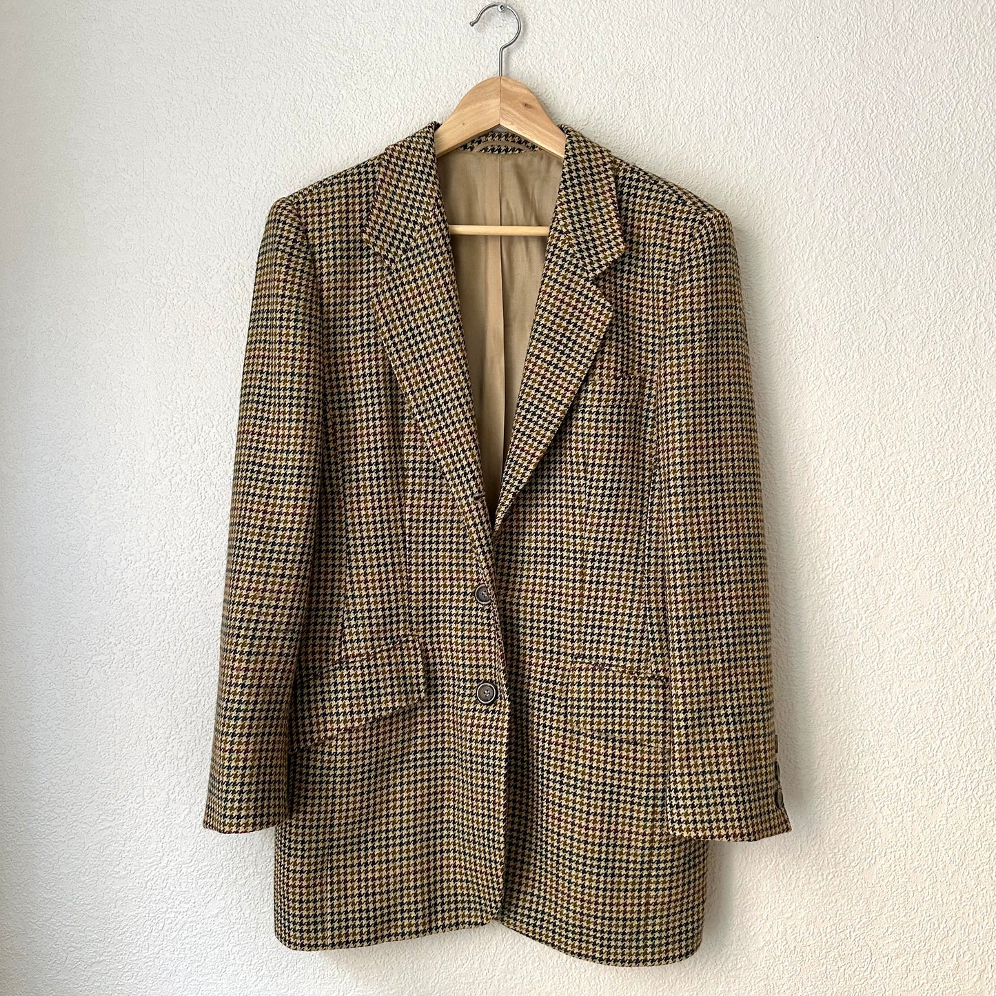 Vintage Houndstooth Plaid Wool Blazer 2 - size 40