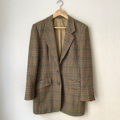 Vintage Houndstooth Plaid Wool Blazer 2 - size 40