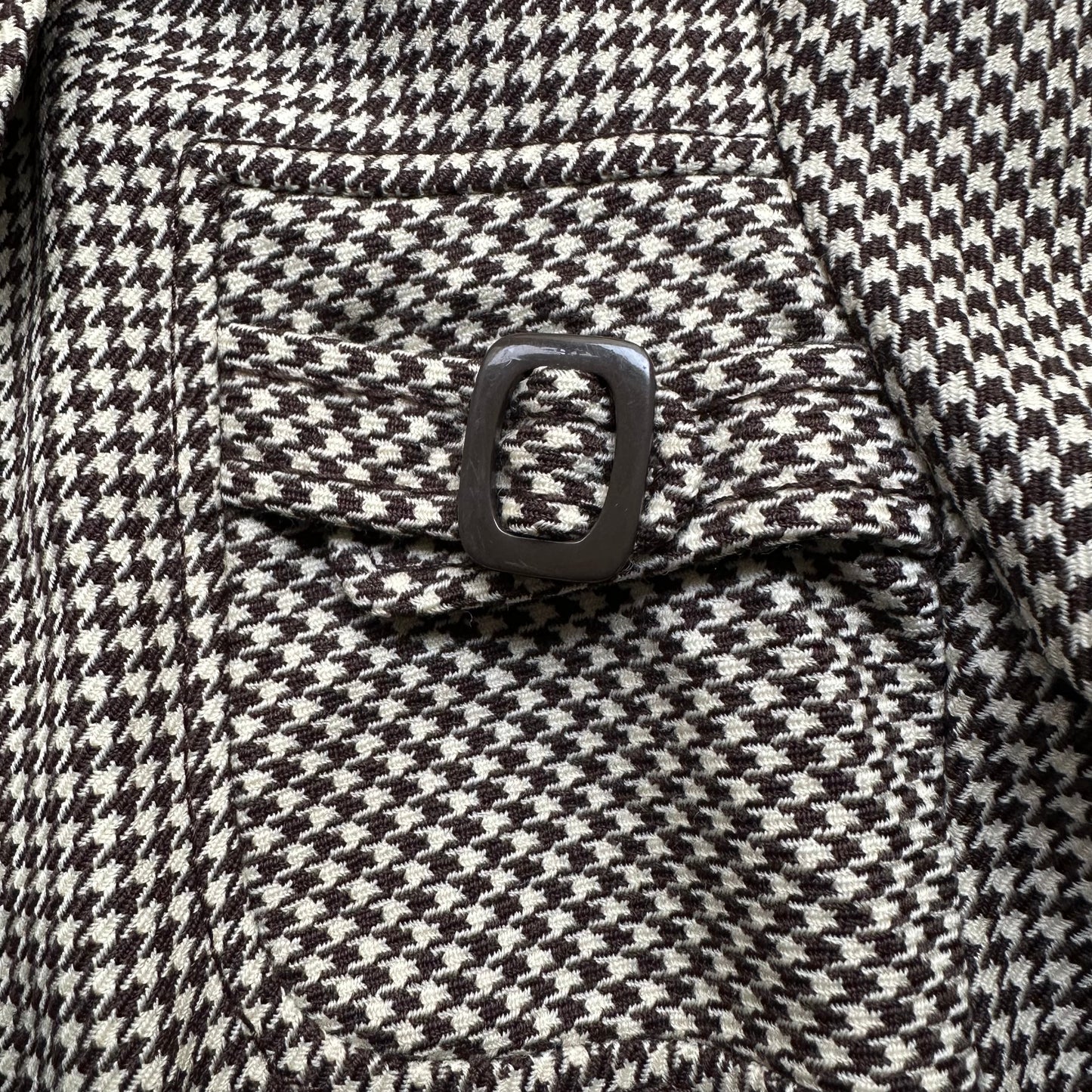 Vintage Brown Houndstooth Wool Coat - size M