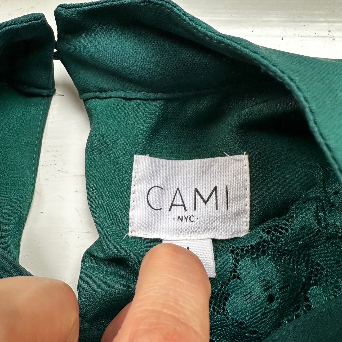 Green Silk Long sleeve Top - size M