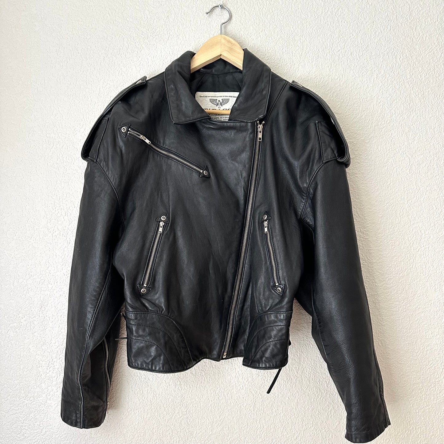 Vintage Leather Biker Jacket - size M