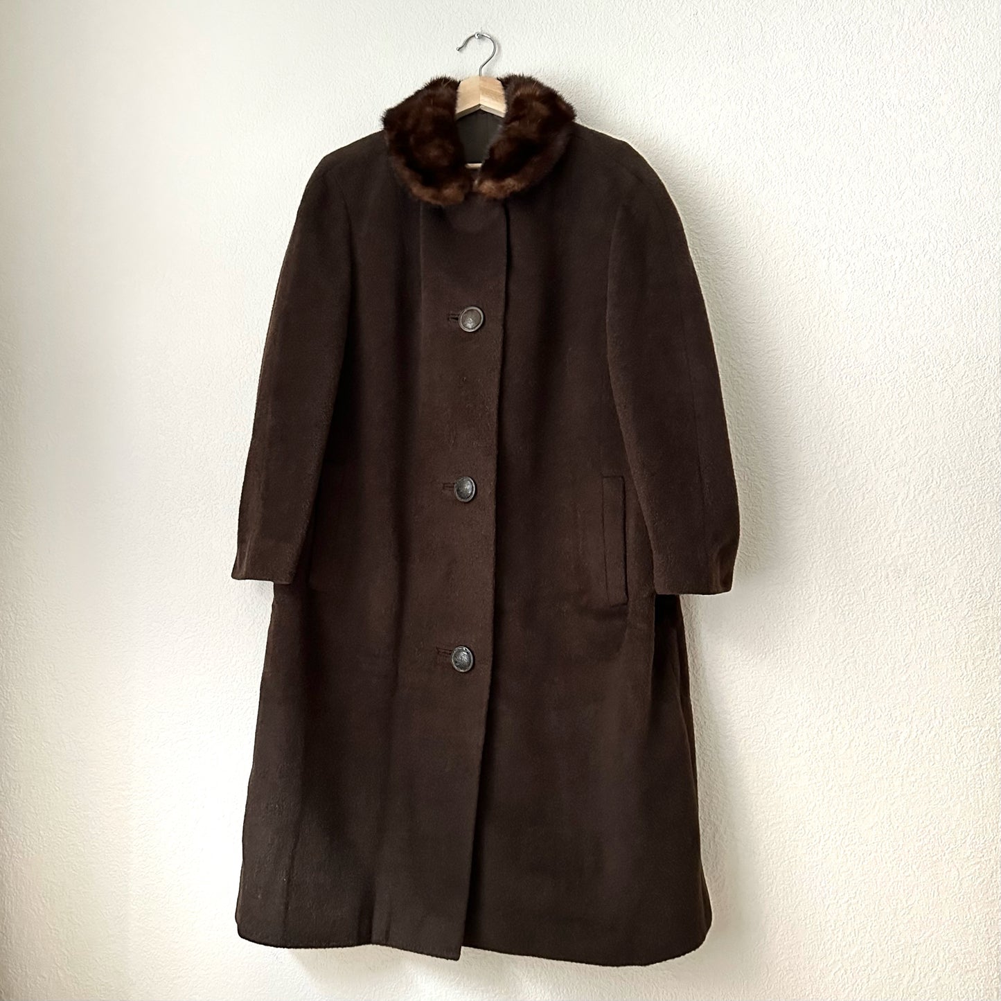 Vintage Brown Mohair Alpaca Coat - size L