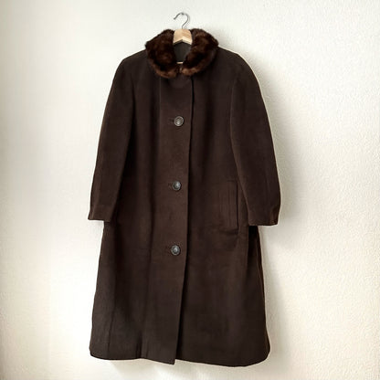 Vintage Brown Mohair Alpaca Coat - size L