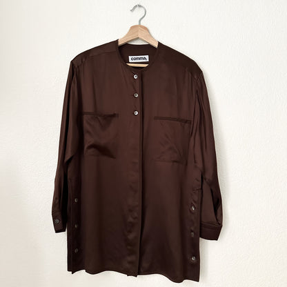 Brown Silk Polo Shirt, size S-M