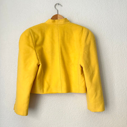 Vintage Yellow Cropped Jacket - pure wool
