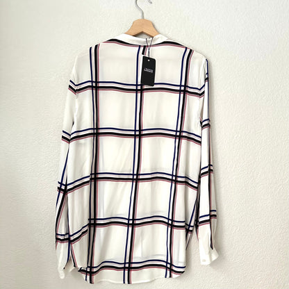 Plaid Silk Shirt - size L