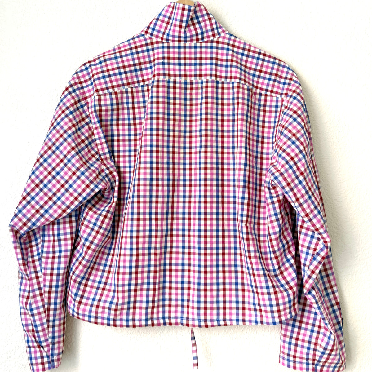 Stand collar + flap - Upcycled Shirt 70 - M,L, Cotton, checks