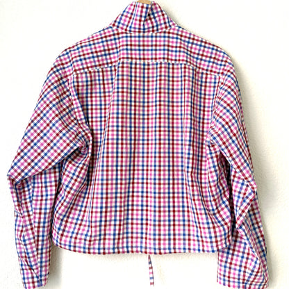 Stand collar + flap - Upcycled Shirt 70 - M,L, Cotton, checks