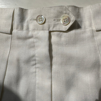 Vintage White Linen Blend Bermuda Shorts - Size S-M