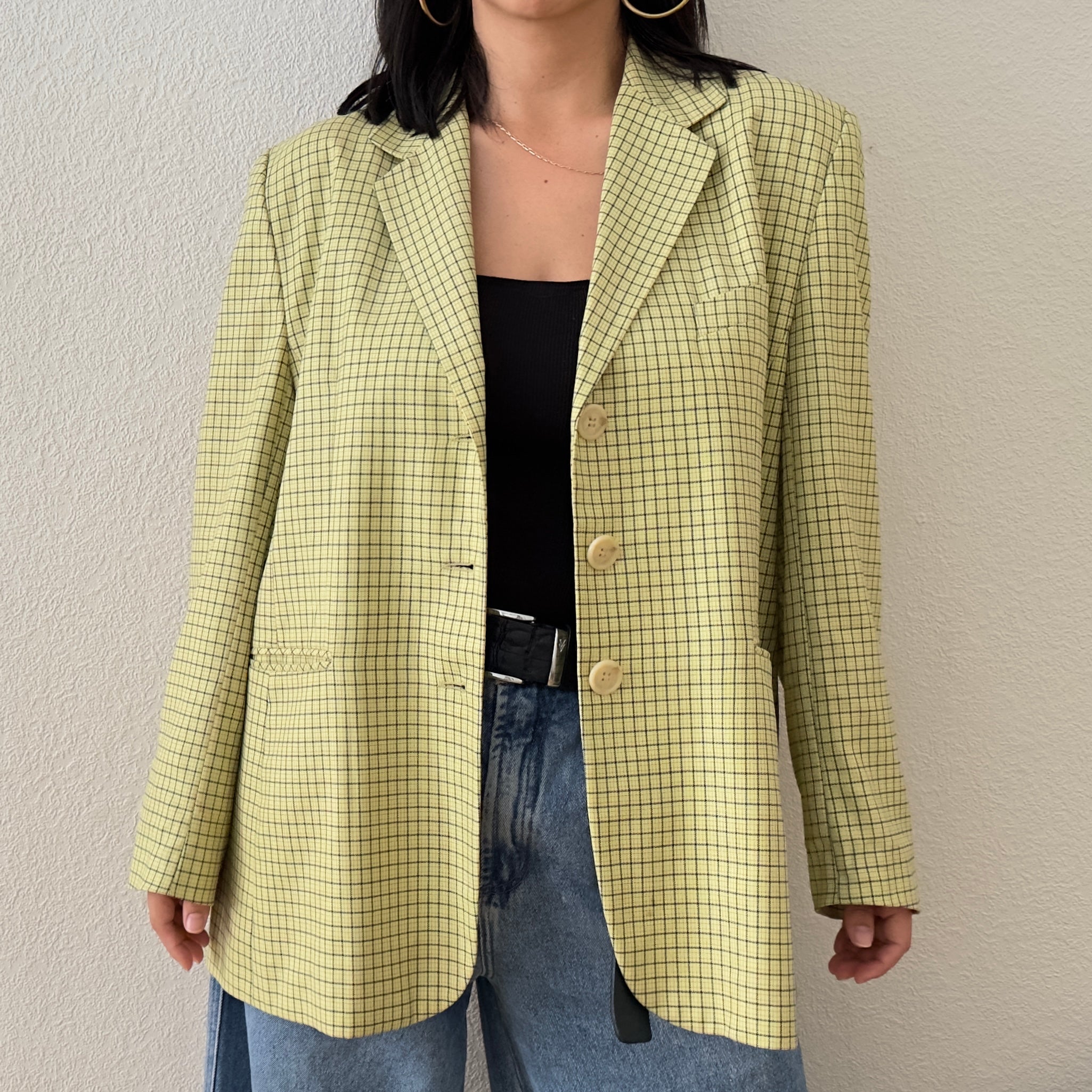 Yellow on sale houndstooth blazer