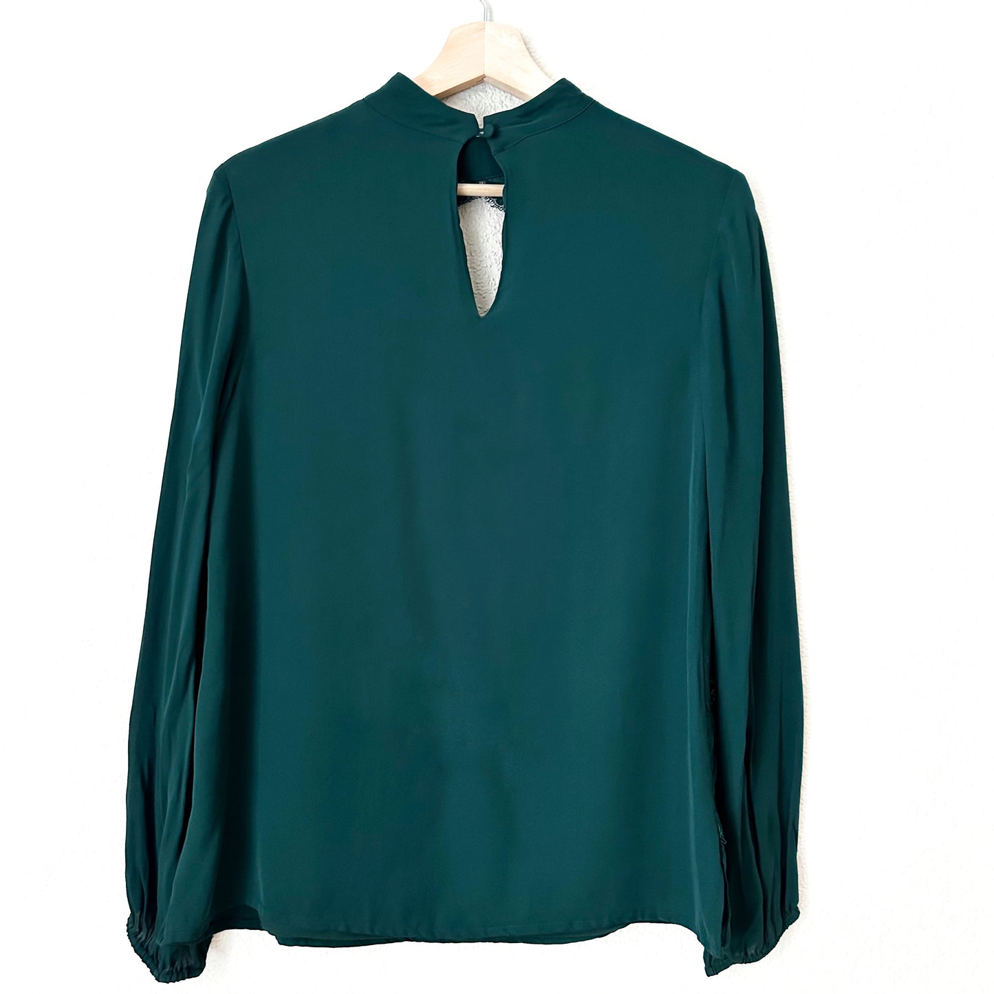 Green Silk Long sleeve Top - size M