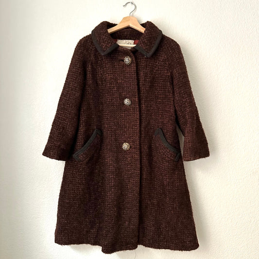 Vintage 60s Brown Bouclé Coat, Union Made - S-M
