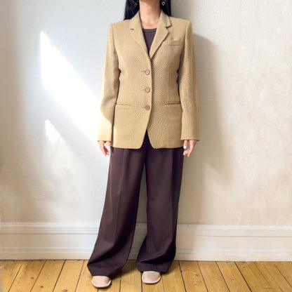 Vintage Beige Wool Blazer - size M