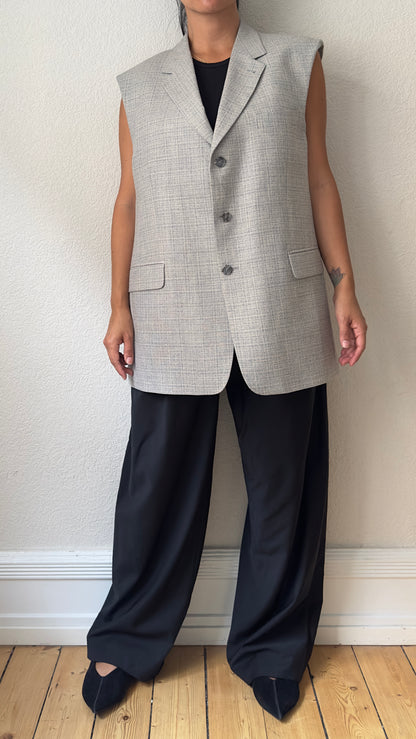 Upcycled Bow Vest Light Gray/Silk Bow - size M