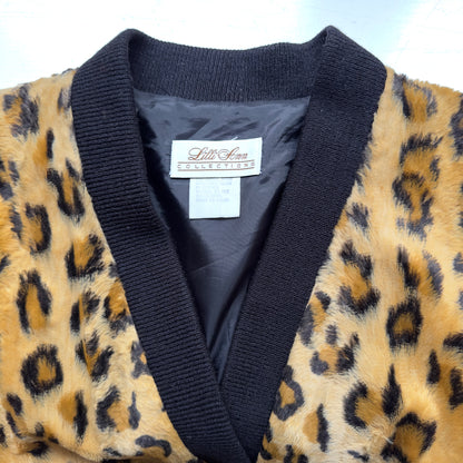 Vintage Leopard Faux Fur Bomber Jacket- size M L - Lilli Ann Collection