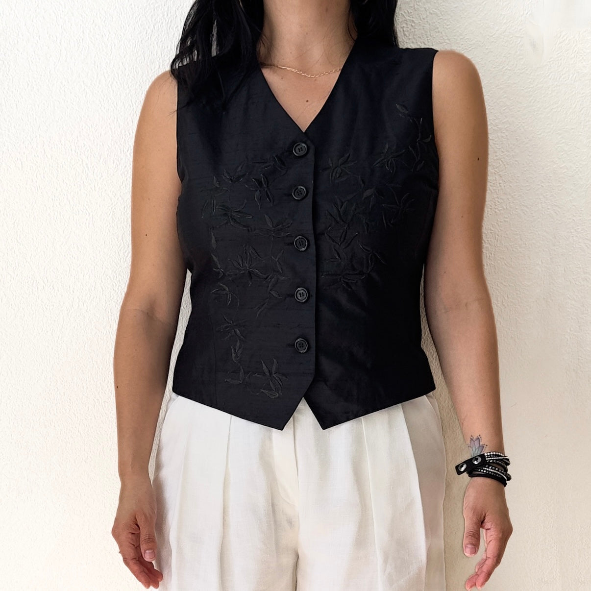 Vintage Black Silk Vest - size 38