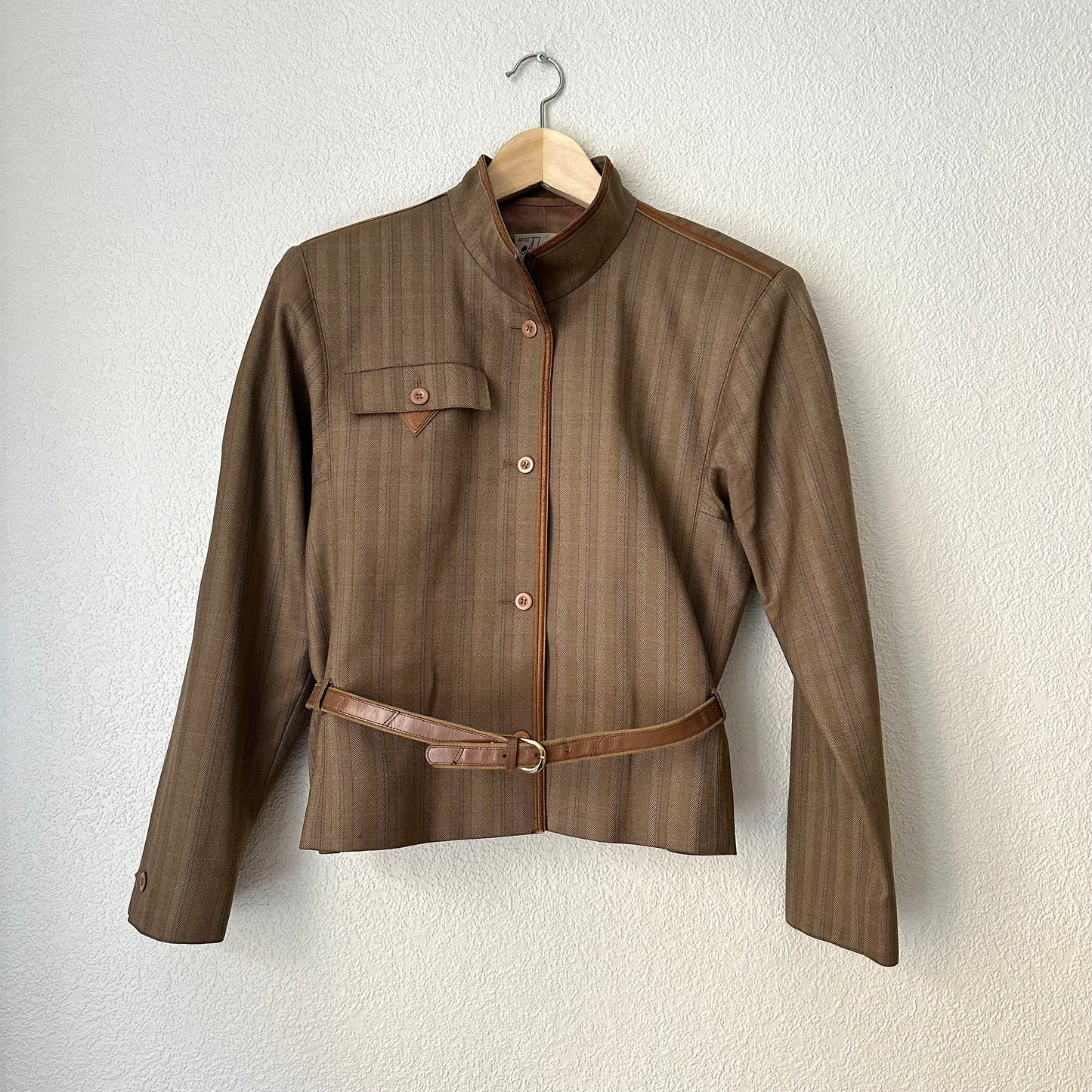 Vintage Brown Plaid Jacket - pure wool - size 38