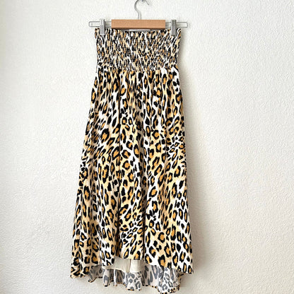 Leopard Elasticated Waist Panel Skirt - Pure Silk