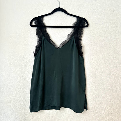 Lace Trim Silm Silk Top - size S